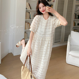 休闲气质蕾丝连衣裙女夏2025新款甜美减龄可爱独特绝美超好看长裙，女装连衣裙，两个王小姐