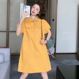 小个子polo领工装连衣裙女夏新款学院风韩系宽松甜美休闲t恤裙图片