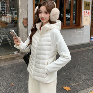 新款！现货 弹力连帽90鹅绒服 D358P230K328，女装羽绒服，两个王小姐