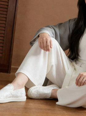 春秋新款千层底布鞋女休闲鞋一脚蹬国风软底手工月子鞋妈妈练功鞋