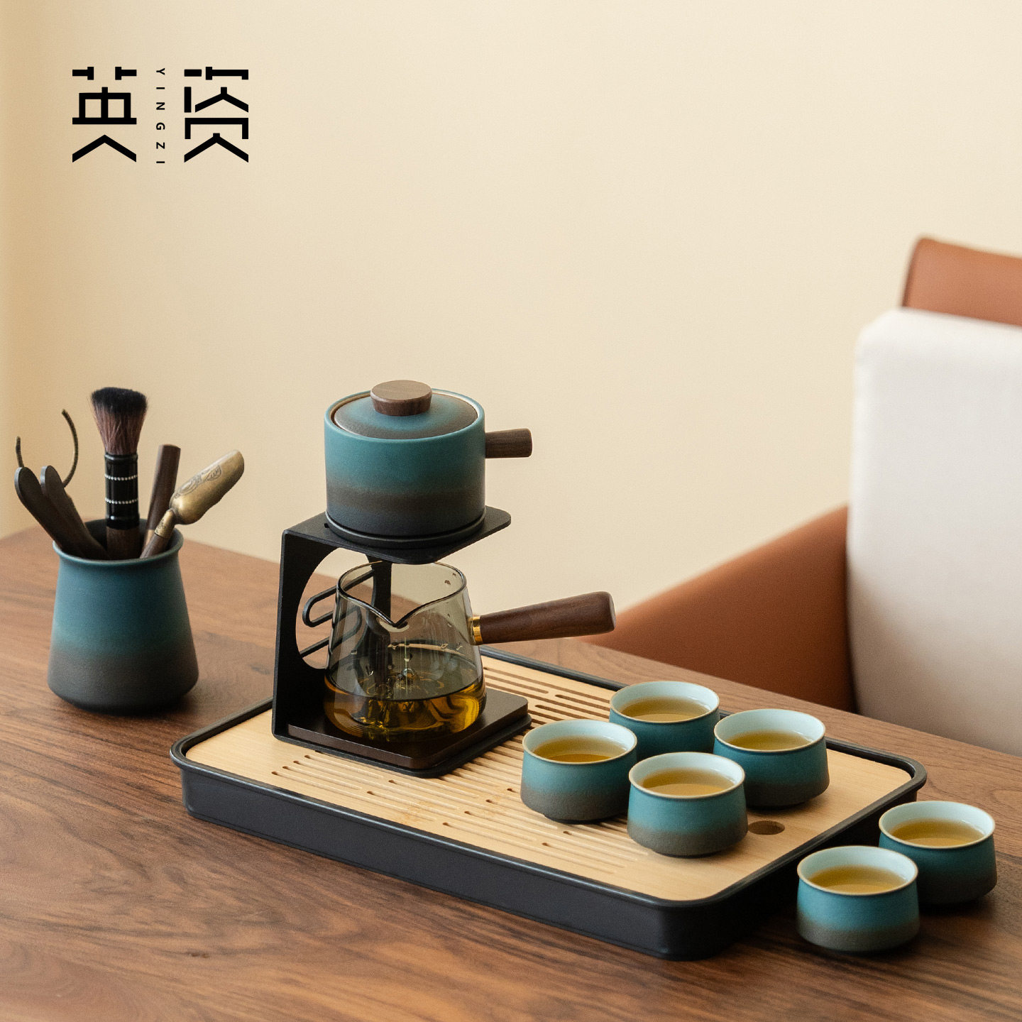 意怀懒人石磨自动功夫茶具套组泡茶壶茶杯整套办公开业送朋友长辈