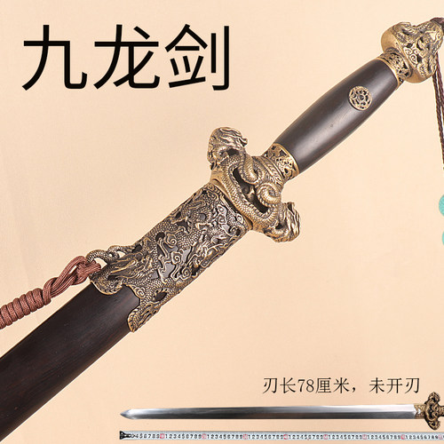 九龙剑手工锻打花纹钢宝剑礼物