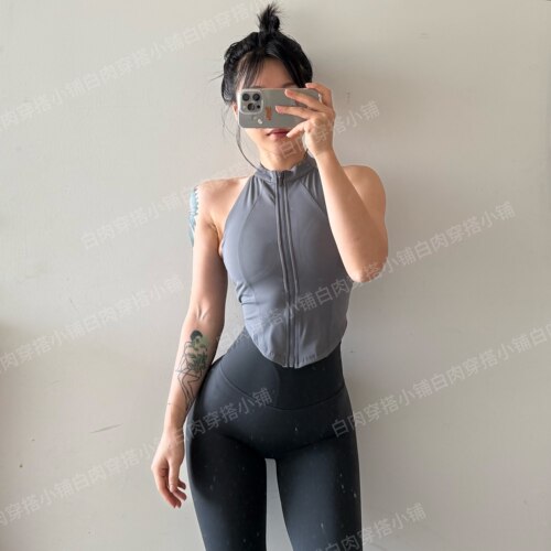 瑜伽女背心显瘦帅气工装风