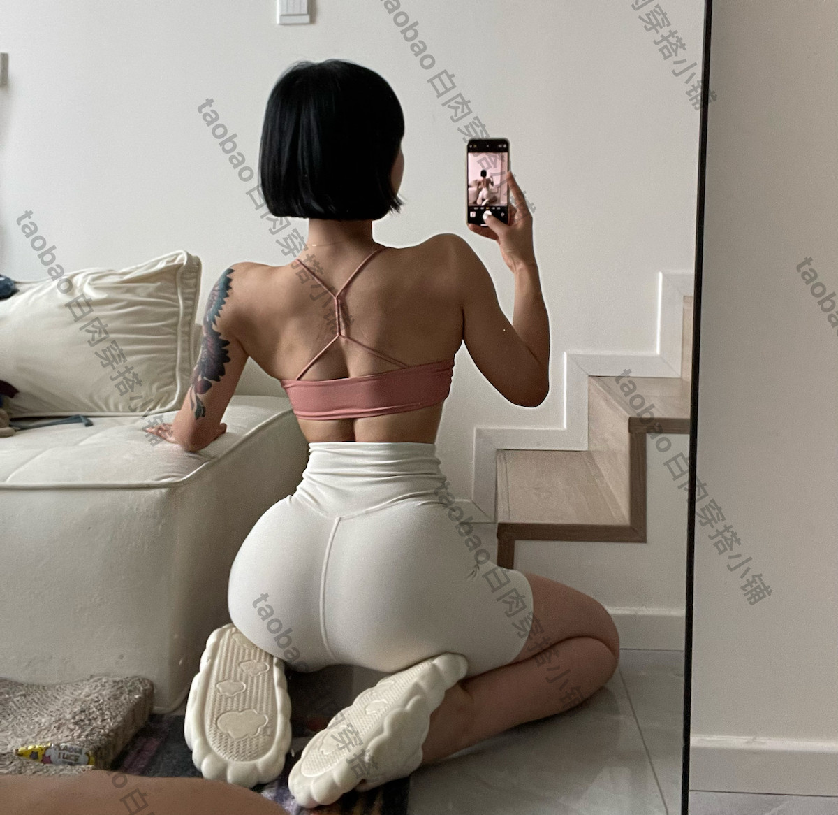 白肉穿搭螺纹超高腰紧身短裤运动健身瑜伽女可外穿显瘦收腹夏季