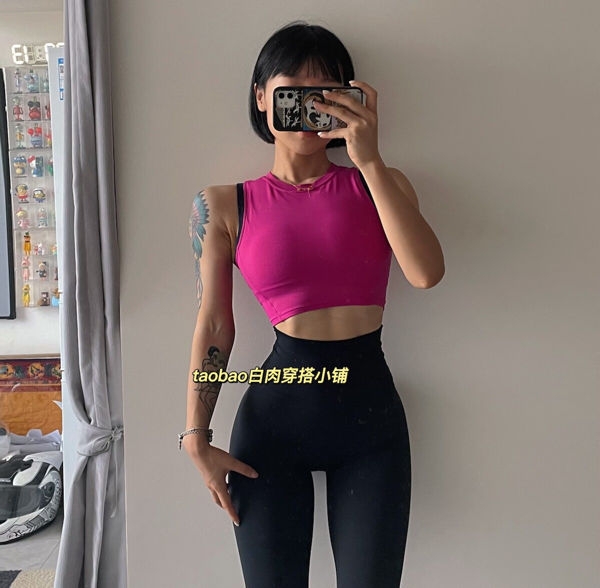 白肉的穿搭小铺健身瑜伽紧身裤女背心防走光运动内衣拼接新款吸汗