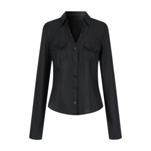 MHV ARCHIVE 女士收腰V领亚麻九分袖衬衫