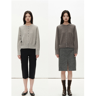 女士排扣羊毛开衫 MHV 100%美利奴羊毛 25新款 ARCHIVE