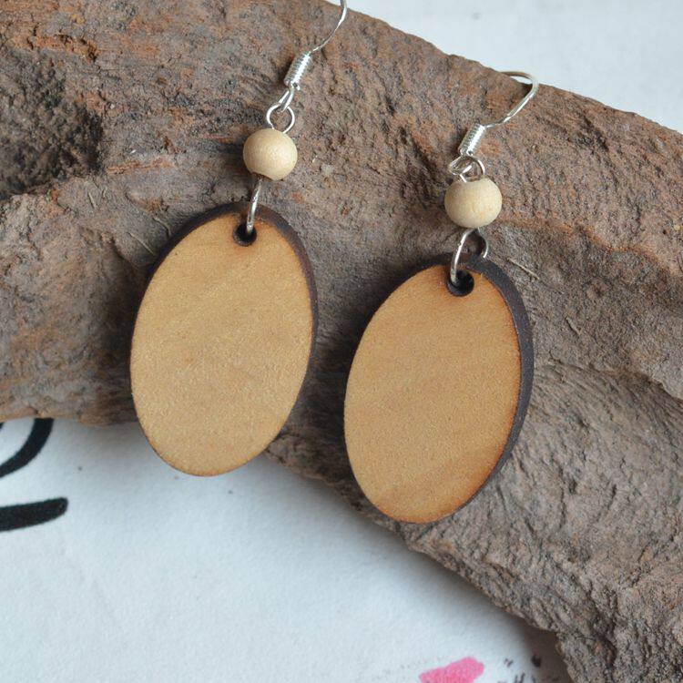 原木实木五角星椭圆耳环耳坠手工diy大漆漆艺漆画材料木胎胚