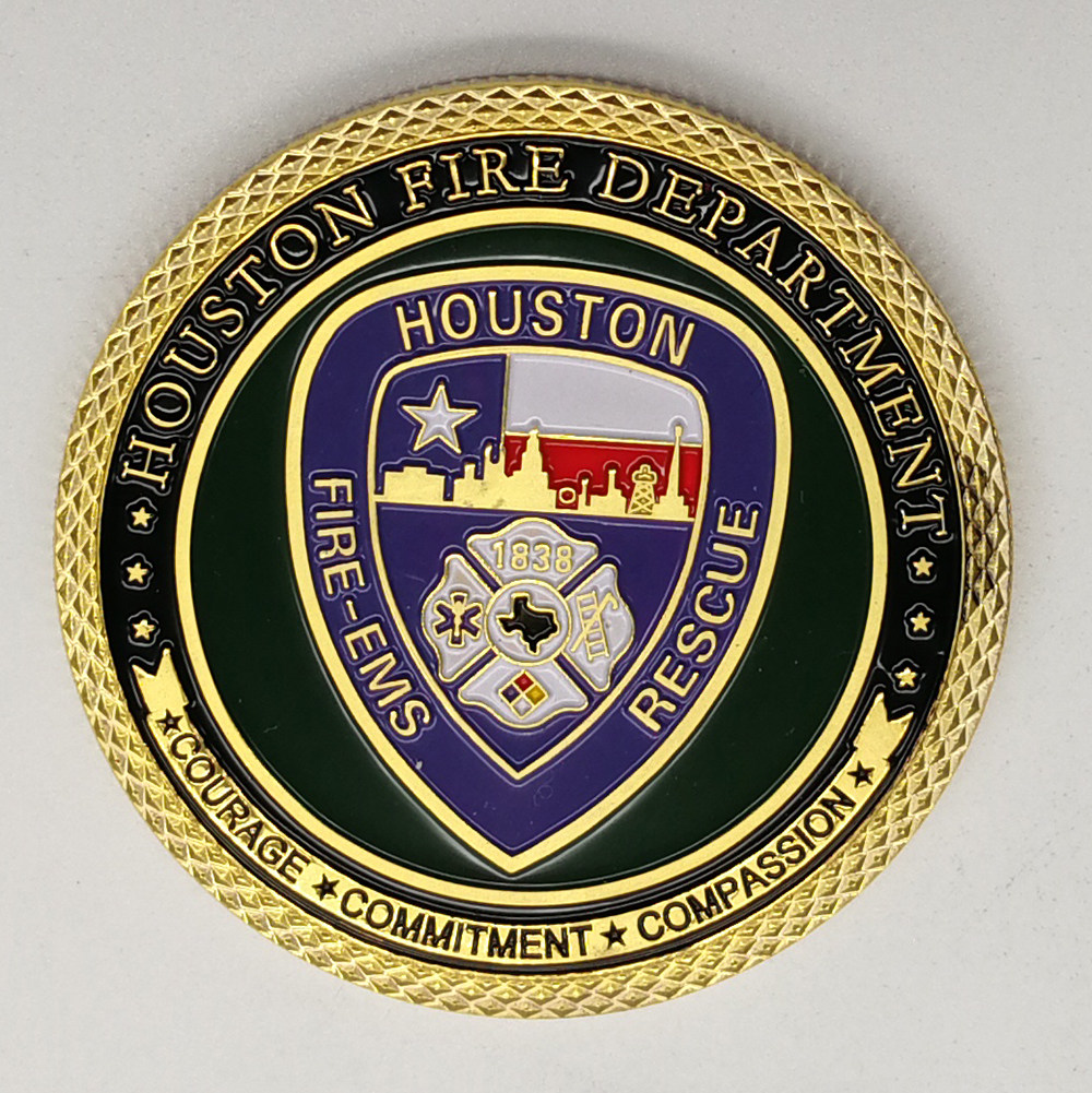 休斯顿消防勋章金属奖牌奖章定制金银铜牌纪念章荣誉徽章工艺礼品