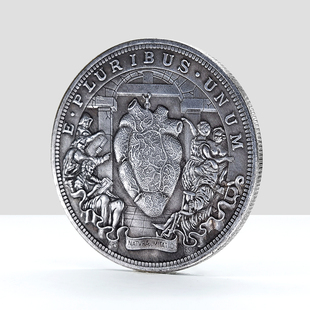 纪念章复古铜币男人 俄银元 玩具金属收藏 心机关币流浪币 跳动