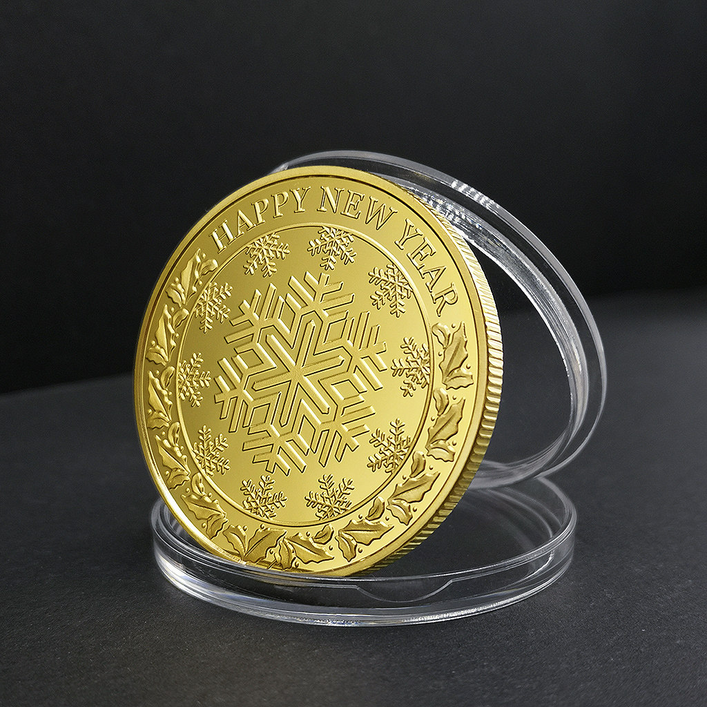 【圣诞雪花币】平安夜礼物硬币 圣诞节日纪念章金银币儿童牙仙币