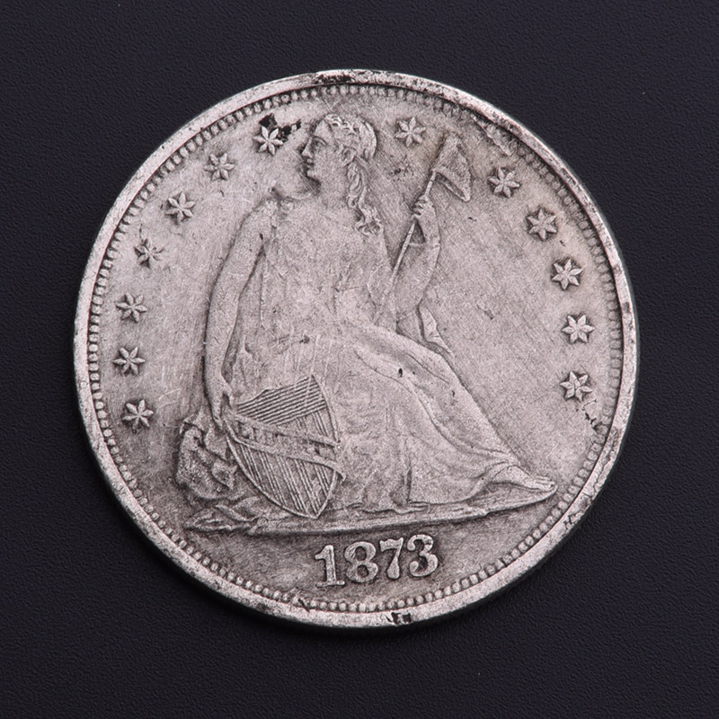 1873拿旗复古创意黄铜镀银硬币美国仿古银元指尖把玩38mm工艺品