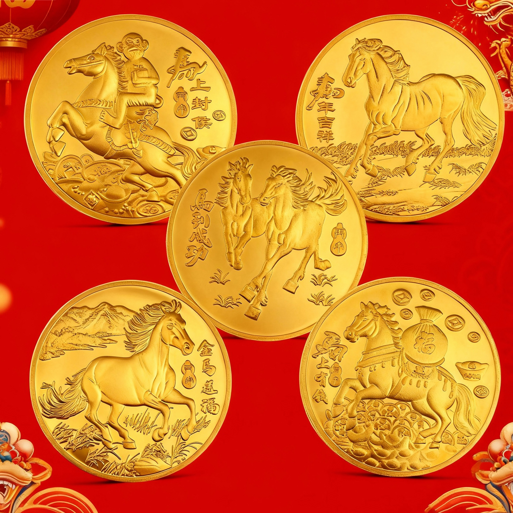 2026马年纪念章生肖马金马送福镀金镀银纪念币商务活动随手礼品