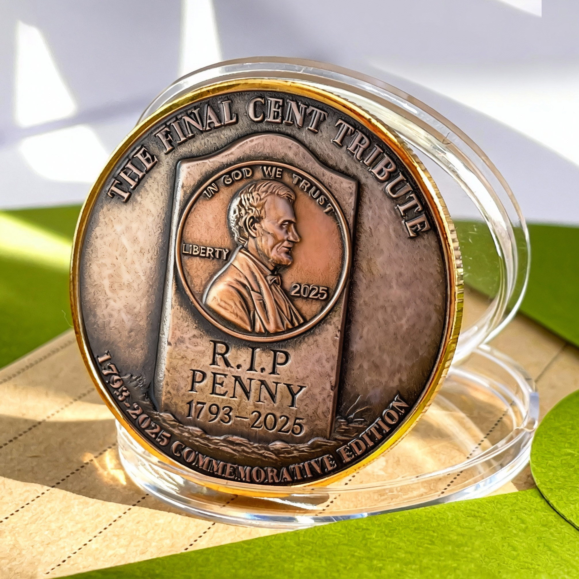 一美分硬币停产纪念章40mm合金