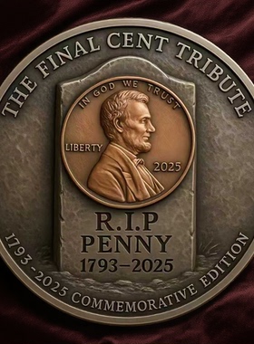 林肯一美分硬币停产纪念章Final Cent 1793-2025硬币金属浮雕文创