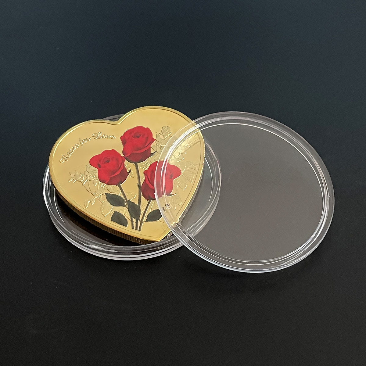 七夕情人节心形玫瑰纪念币硬币爱之语镀金币浪漫恋人礼物送少女