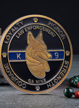 K9警犬纪念章军犬Canine徽章金属立体浮雕创意玩具挑战币硬币
