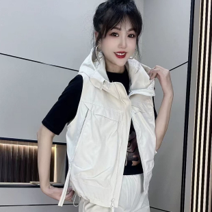 2025秋季冲锋衣外套韩版连帽马甲新款宽松短款休闲个性外穿夹克女