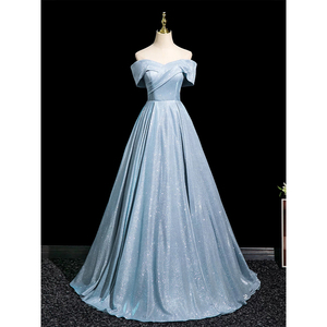 法式晚礼服女2026新款艺考主持人生日毕业成人礼一字肩缎面高级感