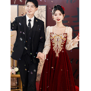 红色敬酒服新娘结婚订婚礼服裙2025新款 旗袍出阁回门服高级感 中式