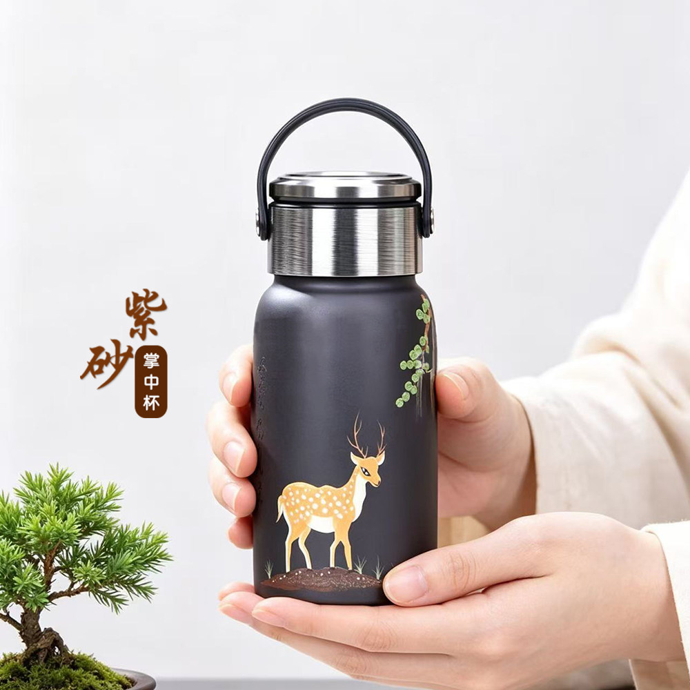 原矿黑泥紫砂杯高档泥带过滤茶杯