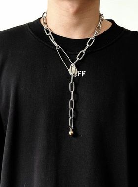 日韩暗黑风几何竹节项链