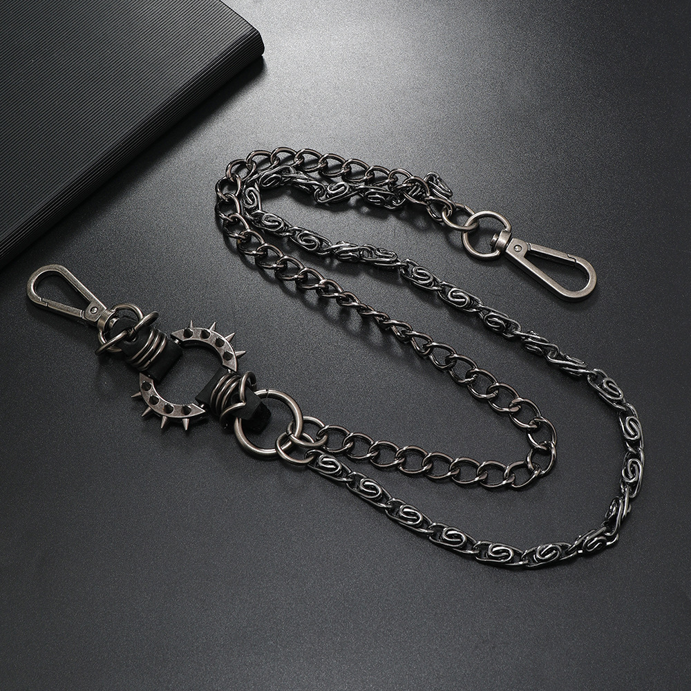 thumbnail for Trendy dark and versatile alloy spike chain punk trouser chain non-mainstream metal Harley leather jeans accessories