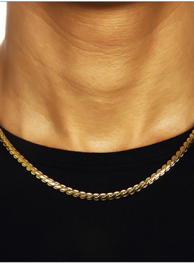 GD权志龙18K金压花纹锁骨项链韩版潮牌男女短款项链嘻哈纯铜颈链