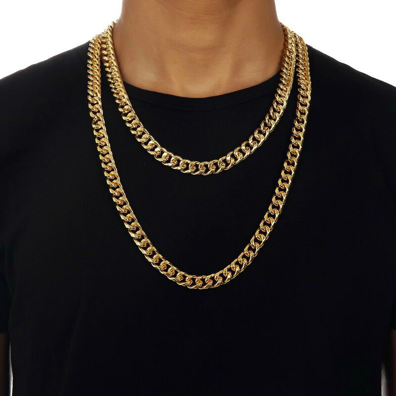 GD同款原宿风18K金超闪钛钢古巴项链 HIPHOP嘻哈街舞流行夜店饰品