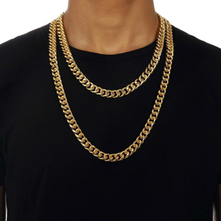 GD同款原宿风18K金超闪钛钢古巴项链 HIPHOP嘻哈街舞流行夜店饰品