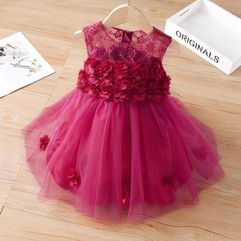 儿童背心裙子夏装女童韩版洋气连衣裙2025新款立体花朵公主蓬蓬裙