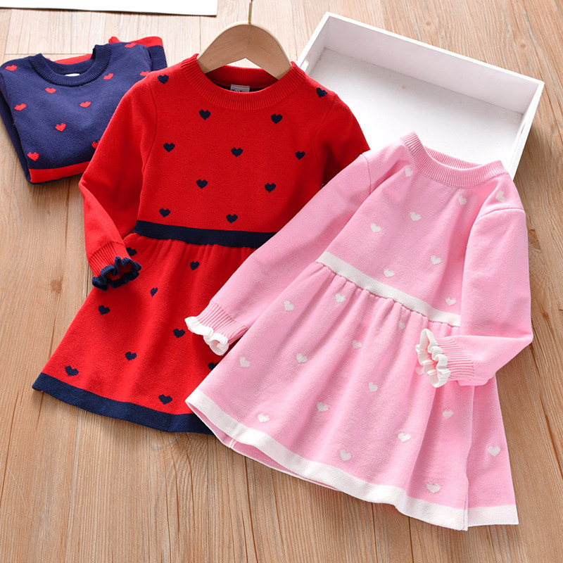 女童连衣裙秋儿童洋气针织裙子新款童装春秋衣裙女宝宝公主毛衣裙