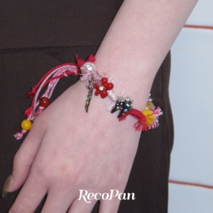 RecoPan幸运门/明星同款原创手工编织红色多功能包挂手链手绳礼物