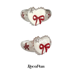 新年红色法式 RecoPan复古千金 少女蝴蝶结爱心戒指 卢昱晓同款