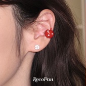 RecoPan兔子苹果新年礼物红色原创寓意好运星星可爱耳骨夹耳夹