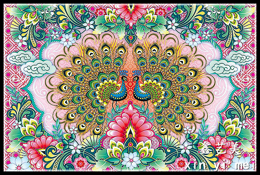 欧式客厅DIY立体满钻新款动物孔雀开屏图腾钻石画粘贴点钻十字绣