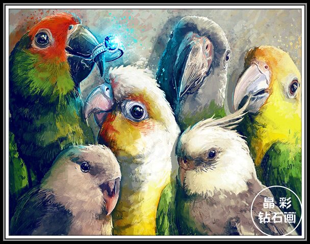 5D解压手工客厅卧室动物钻石贴点钻十字绣新款满钻鹦鹉小鸟钻石画