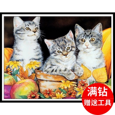 diy动物喵星人圆钻十字绣