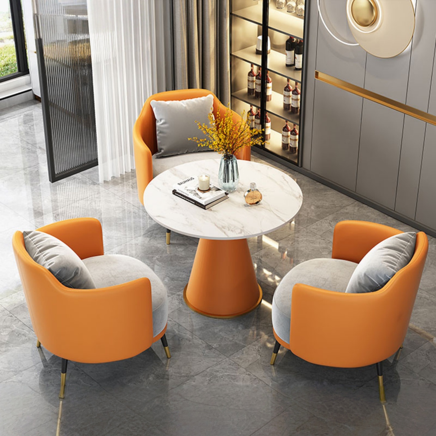 高端洽谈桌椅组合办公沙发酒店商场休息区会客沙发茶几套装接待椅