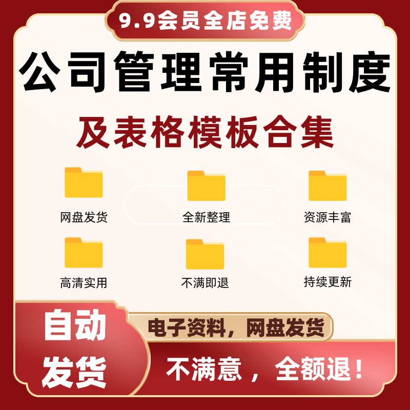 2022企业管理常用制度及表格模板合集抖音199（电子版）下载即用图片