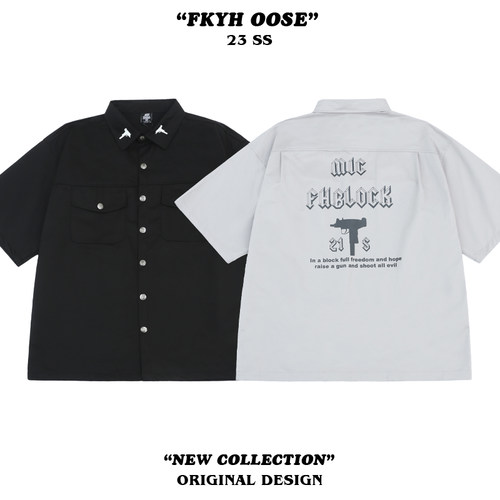 短袖嘻哈西海岸印花衬衫