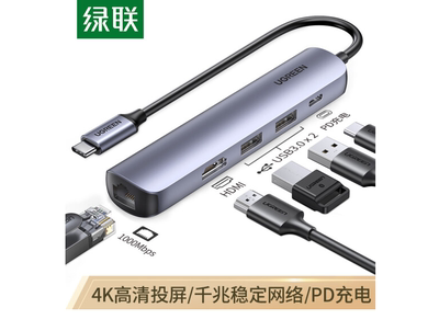 原装绿联 CM418 Type-C扩展坞 USB-C转HDMI转接头千兆网口 10919