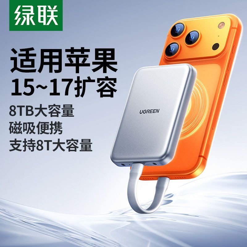 绿联磁吸固态硬盘盒m.2NVMe适用iPhone15/16外接盒 65891 55151