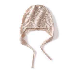 MJ1046秋冬保暖与时尚穿搭助力女士羊绒针织帽系带设计增添俏皮感