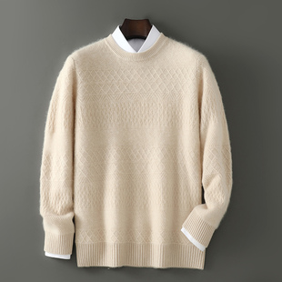 休闲通勤上衣 软糯亲肤 QG657秋冬男士 100%羊毛圆领针织保暖毛衣