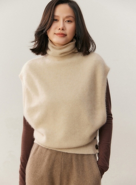 BM58015秋冬女士羊绒针织马甲叠穿 堆堆自由领背心日常出行好搭配