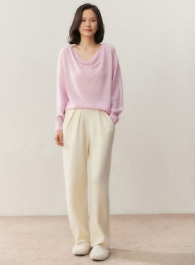 BM58008女士大圆领卷边羊绒针织衫秋冬里的温柔慵懒 自带松弛氛围