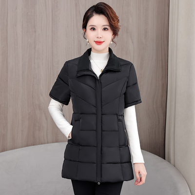秋冬羽绒棉马甲女中长款背心坎肩