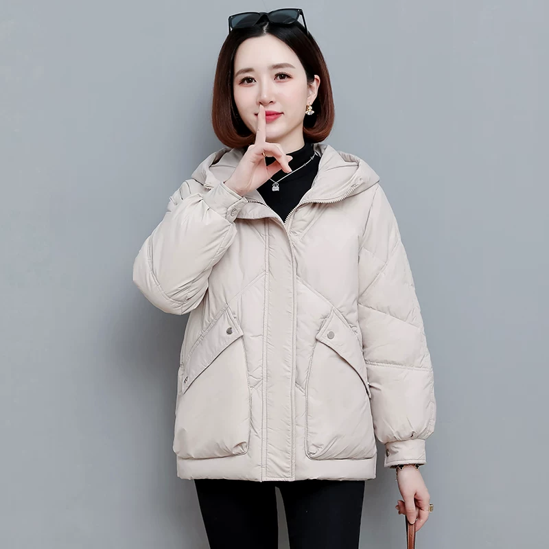 Winter keep warm capacious down jacket with down with hood, Korean style, plus size