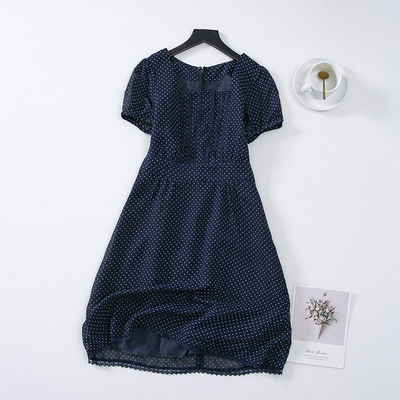 A字裙雪纺圆点蕾丝拼接